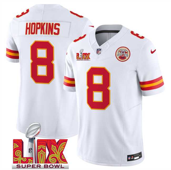 Men & Women & Youth Kansas City Chiefs #8 DeAndre Hopkins White 2025 Super Bowl LIX Patch F.U.S.E. Vapor Limited Stitched Jersey,We sell and wholesale Men & Women & Youth Kansas City Chiefs #8 DeAndre Hopkins White 2025 Super Bowl LIX Patch F.U.S.E. Vapor Limited Stitched Jersey on line form chian!